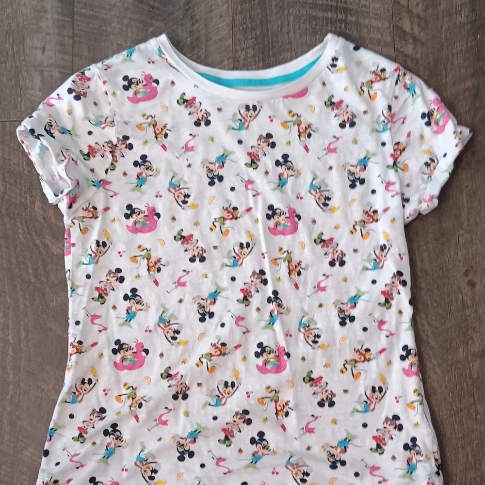Disney Kids Mickey Mouse Pattern Tee - White and Pink